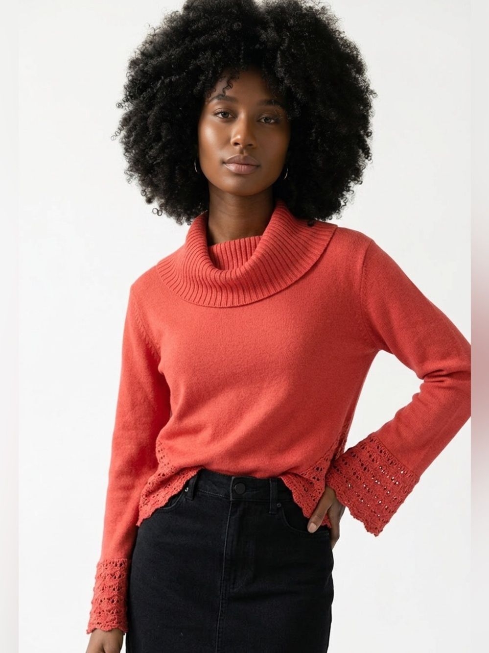 NANETTE LEPORE | Cowl Neck Burnt Orange Sweater Women’s Size X-Small